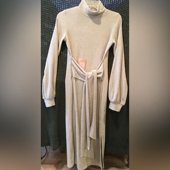 Ivy City Co Dresses & Skirts - NWT Ivy City Women’s Jensen Sweater Dress, High Neck, Oatmeal, Tie Front; Size S